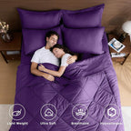 HEVUMYI Purple Twin Comforter Set - 5-Piece All Season Bed in a Bag Twin, Ultra Soft Bedding Set with Comforter, Flat Sheet, Fitted Sheet, Pillowcases, Pillow Shams