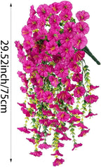 6-Pack Outdoor Faux Plants, 69-Flowered Large Morning Glory, Uv-Resistant Artificial Morning Glory,Perfect for Outdoor Decoration in All Seasons Such as Porches and Gardens (Light Purple)