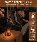Candle Warmer Lamp, Dimmable Candle Warmer with 2 Bulbs, Birthday Gifts for Women Mom, Dad and Fathers, House Warming Gifts New Home Room Decor, 2H/4H/8H Timer Black Flower Candle Lamp Heater