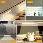 Under Cabinet Lighting 8 Inches Rechargeable Motion Sensor Light Indoor, 3 Color Dimmable Closet Light Battery Operated, USB Stick on LED Magnetic Under Counter Lights for Kitchen Stair, 6 Packs