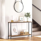 HOOBRO Console Table, 47.2" Narrow Entryway Table, Industrial Sofa Table with Shelf, Entrance Table for Living Room, Hallway, Foyer, Corridor, Office, Metal Frame, Rustic Brown and Black BF20XG01G1
