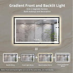 LED Mirror, 60x36 Inch Black Framed Gradient Front and Backlit Bathroom Mirror Black Frame, 3 Colors Dimmable CRI>90, IP54 Enhanced Anti-Fog Wall Mounted Bathroom Vanity Mirror
