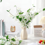 30 Pcs Artificial Faux Bougainvillea Fake Flower Silk Bougainvillea Branches UV Resistant Outdoor Indoor Decoration for Wedding Home Centerpieces Outside Decor (White)