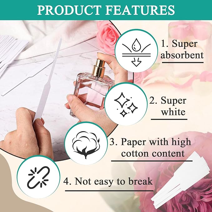 500 Pieces Perfume Tester Strips - Perfume Blotter Essential Oils Paper Test Strips -Premium Fragrance Tester Strips for Scent Evaluation - Fragrance Strips for Aromatherapy & Spice Oils (White)