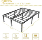 ALDRICH Metal Bed Frame Queen Size - 16 Inch Tall Black Basic Steel Slats Platform, Easy Assembly Heavy Duty Noise Free Bedframes, No Box Spring Needed