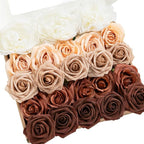 Ling's moment Artificial Flowers Fake Silk Peonies Faux Foam Roses Combo for DIY Wedding Bouquets Centerpieces Arrangements Bridal Shower Party Home Decorations, Dried Flower & Orange, 19pcs