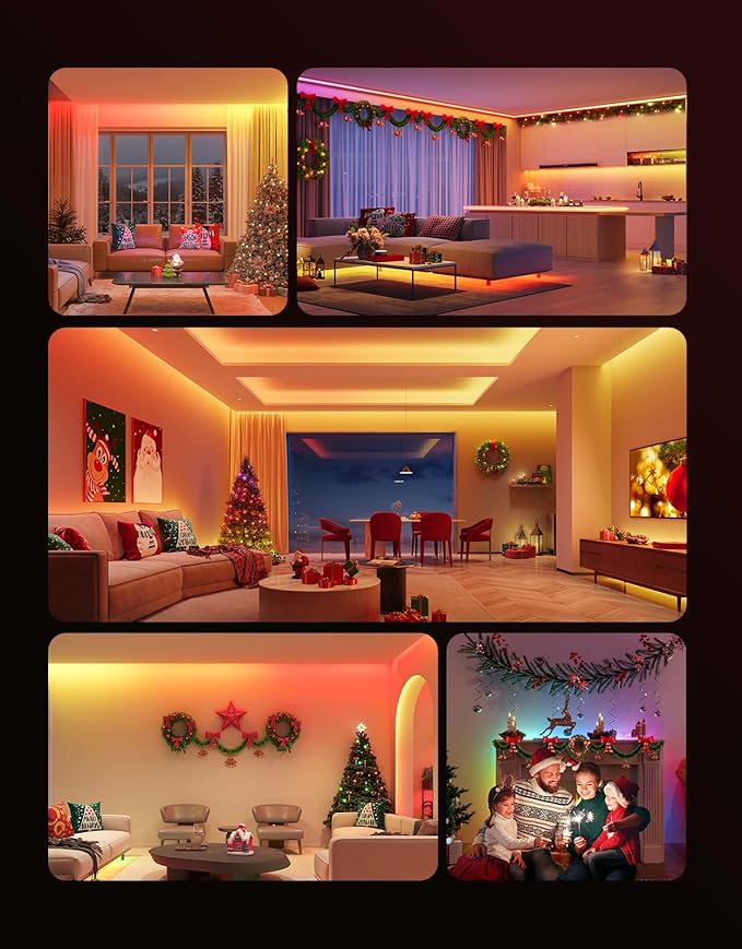 Govee RGBIC LED Strip Lights, 32.8ft Smart LED Lights for Bedroom, Bluetooth LED Lights APP Control, DIY Multiple Colors on One Line, Color Changing LED Strip Lighting Music Sync, Home Decor