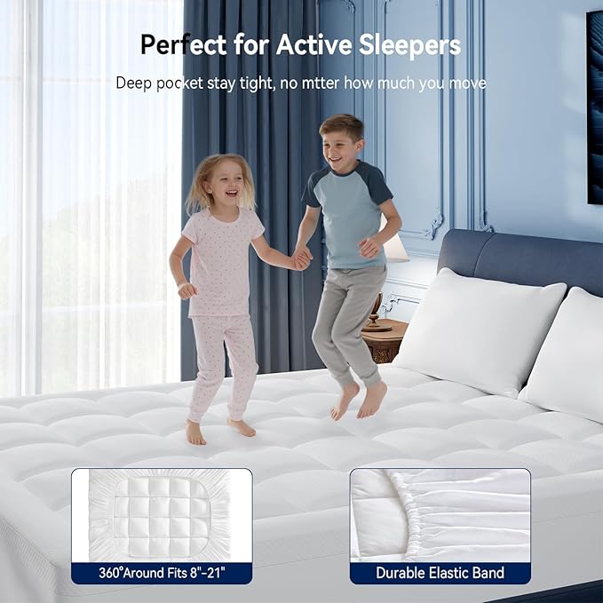ELEMUSE RV Short Queen Dual Layer 3 Inch Memory Foam Mattress Topper, 2 Inch Cooling Gel Memory Foam Bed Pad and 1 Inch Soft Pillow Top Mattress Pad for Back Pain Relief & Hot Sleepers