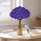 36 Pcs Purple Artificial Chrysanthemums Flowers Fake Mums Silk Vintage Ball Flower for Home Decor Indoor Floral Arrangement Table Centerpiece