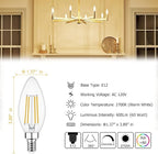 Cotanic LED Candelabra Bulb Dimmable 2700K Soft Warm White, E12 Small Base Type B Light Bulb 60W Equivalent, B11 Candle Light Bulb for Chandelier, Ceiling Fan Light Bulbs, 600LM, AC 120V, 8 Pack