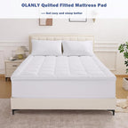 OLANLY Twin XL Quilted Fitted Mattress Pad – Soft Pillow Top Mattress Topper, Down Alternative Fill, Cooling Comfort Breathable Mattress Cover, Machine Washable Deep Pocket Mattress Protector, White