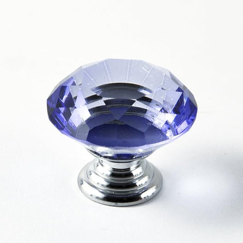 12pcs Diamond Shape Crystal Glass 30mm Drawer Knob Pull Handle Usd for Cabinet, Drawer (Blue)