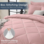 HEVUMYI Rose Gold Twin-XL Comforter Set - 5-Piece All Season Bed in a Bag Twin-XL, Ultra Soft Bedding Set with Comforter, Flat Sheet, Fitted Sheet, Pillowcases, Pillow Shams