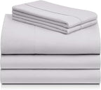 LuxClub 5 PC Sheet Set Bed Sheets Deep Pockets 16" Eco Friendly Wrinkle Free Cooling Machine Washable Hotel Bedding Silky Soft - Dove Gray Split King