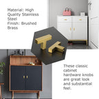 LONTAN 6 Pack Dresser Knobs Brushed Brass Kitchen Cabinet knobs Square Gold Cabinet Door Hardware for Bathroom Closet Cupboard