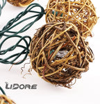LIDORE Rattan Christmas String Lights, Mini Globe Wicker Lights for Patio, Wedding, Garden and Party, Brown Rattan and Green Cord, 7.92Ft Indoor/Outdoor