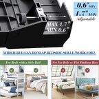 Ronlap Folding Bedside Shelf Bunk Bed Shelf Organizer for Top Bunk Clip On Bed Side Shelf Tray for College Dorm Lofted Bed Plastic Bedside Nightstand with Cup Holder, Plus Size with Drawer, Black