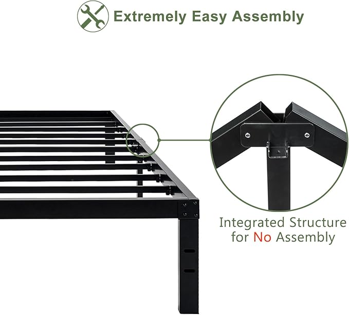 45MinST 14 Inch Reinforced Platform Bed Frame/3500lbs Heavy Duty/Easy Assembly Mattress Foundation/Steel Slat/Noise Free/No Box Spring Needed, Twin