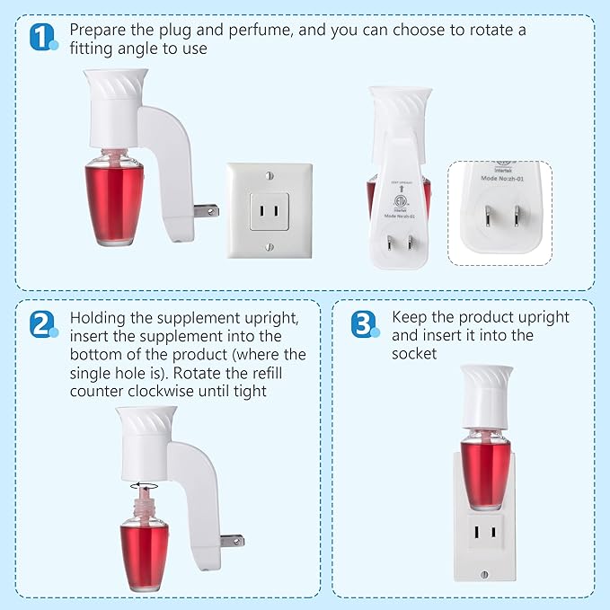 6 Pack Wall Fragrance Plug in Compatible with Bath and Body Works WallFlower Fragrances, ETL Certified, Rotatable, Precise Scent Control Fragrance Diffuser Plug for Home, Office (White)