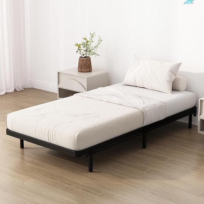 Twin Box Spring Bed Base 2 Inch, Low Profile Metal Boxspring Twin Bunkie Board 2 Inch, 2000 Lbs Max Weight Capacity Mattress Foundation, Noise-Free, Easy Assembly