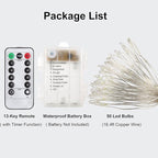 GDEALER 4 Pack Fairy Lights Christmas Decor 16.4 Ft 50 Led Battery Operated with Remote Waterproof 8 Modes Twinkle Firefly String Lights for Party Bedroom Wedding Decorations - White