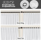 White Sheer Linen Pinch Pleated Sliding Door Curtains, 2x50 Inches Width, Cotton Look Light Filtering Drapes 84 Inches Long, Soft Textured Modern Farmhouse Window Curtain Panels
