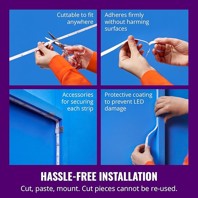 WiZ Connected Smart Light Strip - Sunset to Sunrise Automation + Preset Light Modes + Control with Voice or App, Full Color RGB, 100 ft Cut to Fit