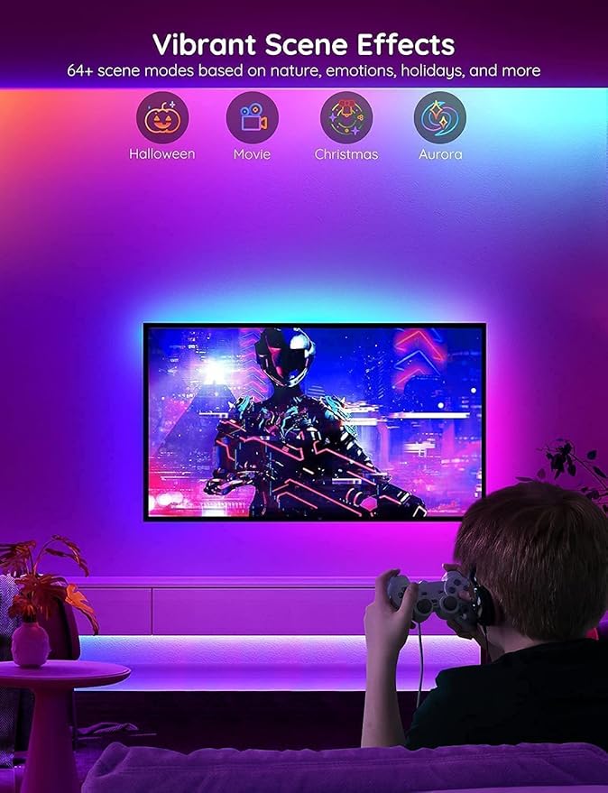 Govee 100ft RGBIC LED Strip Lights, Smart LED Lights Work with Alexa and Google Assistant, LED Lights for Bedroom WiFi App Control Segmented DIY Multiple Colors, Color Changing Light, (2 x 50ft)