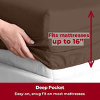 Mellanni Twin XL Sheets Set - 3 PC Iconic Collection Bedding - Hotel Luxury, Extra Soft, Cooling Bed Sheets - Wrinkle, Fade, Stain Resistant (Twin Extra Long, Brown)