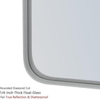 VocalStar 22 x 30 Inch Silver Bathroom Mirror for Wall, Rounded Rectangle Nickel Metal Framed Bathroom Vanity Mirrors, 1/4-inch Shatterproof Glass | Ultra-Flush Hanging