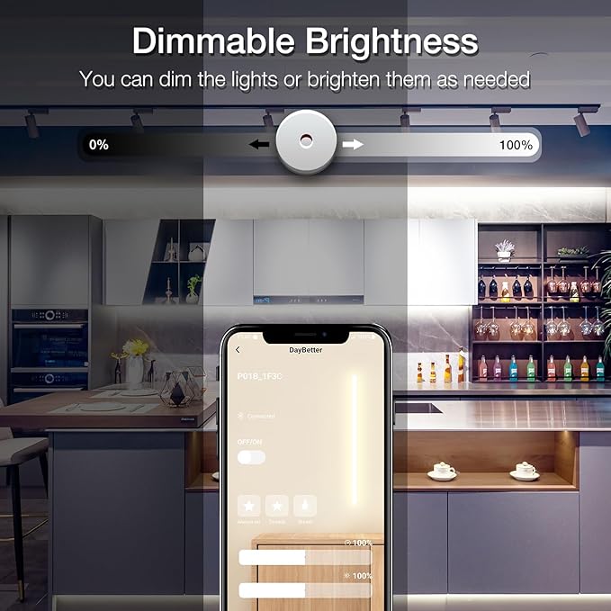 COB LED Strip Lights, LED Light Strips with Remote and App,16.4ft 6500K Dimmable Bright Daylight White LED COB Light Strip, Adhesive Indoor COB LED Lights for Bedroom, Living Room, TV, Shelf, Cabinet