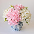 RUZUQE 4 Pcs Hydrangea Artificial Flower 2 White + 2 Pink 21'' Long Stem Lifelike Real Touch YalzoneMet Hydrangea Latex for Home Kitchen Decoration Bridal Bouquet Wedding Outdoor Decor
