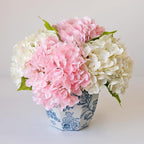 RUZUQE 4 Pcs Hydrangea Artificial Flower 2 White + 2 Pink 21'' Long Stem Lifelike Real Touch YalzoneMet Hydrangea Latex for Home Kitchen Decoration Bridal Bouquet Wedding Outdoor Decor