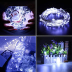 XINKAITE 30 Micro LEDs on 10Feet/3M Fairy Silver Wire Battery Operated String Lights for Wedding Party Christmas Table Decorations, Cold White