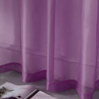 45 Inch Length Purple Short Sheer Curtains for Kitchen Small Windows Set of 2 Panels Grommet Window Semi Voile Drapes Purple Sheer Curtains for Living Room Kids Decor Dark Royal Purple 52x45 Long