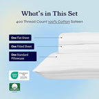 California Design Den Striped Twin Sheets Set - Soft 400 Thread Count Sateen, Natural 100% Cotton Sheets Twin Size Bed Set with Deep Pockets, Cooling and Durable Bedding - Striped White