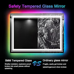 LED Mirror for Bathroom, 40"X32" with 8 RGB Backlit +3 Front Lit (Adjustable Individually), Anti-Fog, Lighted Bathroom Vanity Mirror for Wall, Shatterproof, Memory Function, Tempered Glass