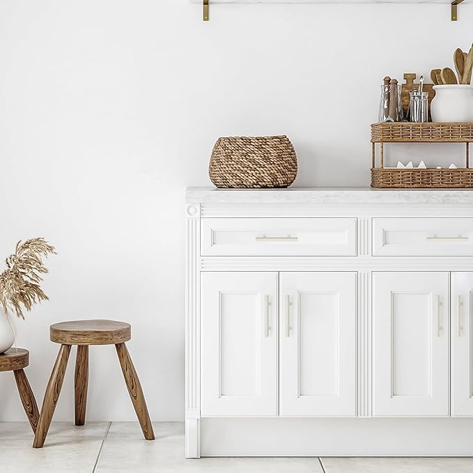 Ravinte 60 Pack | 5 Inch Cabinet Pulls White Stainless Steel Kitchen Drawer Pulls Cabinet Handles 5 InchLength, 3 Inch Hole Center