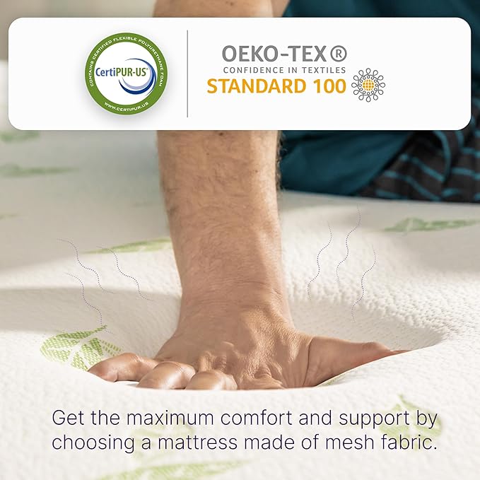 NapQueen Twin XL Size, 12 Inch Anula Green Tea Infused Memory Foam Mattress, Bed in a Box, CertiPUR-US Certified Mattress