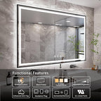LED Mirror, 60x36 Inch Black Framed Gradient Front and Backlit Bathroom Mirror Black Frame, 3 Colors Dimmable CRI>90, IP54 Enhanced Anti-Fog Wall Mounted Bathroom Vanity Mirror
