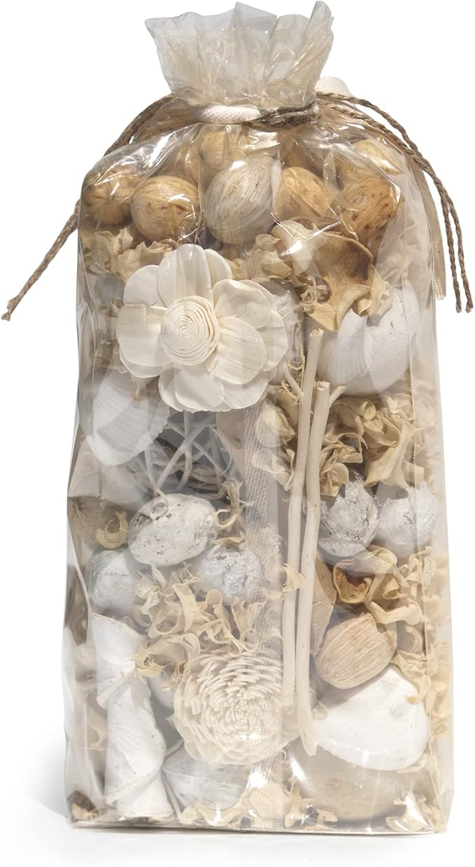 ANDALUCA 20 oz Botanical Crystal Potpourri Bag & Fragrance Vial Included Selenite Crystals, Scented (White Selenite Sandalwood)