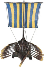 Ebros Gift Scandinavian Viking Norseman Dragon Gokstad Longship Model Ship Boat Resin Sculpture with Display Base Stand War Vessel Battle Ships Prototype Figurine