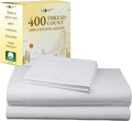 California Design Den Striped Twin Sheets Set - Soft 400 Thread Count Sateen, Natural 100% Cotton Sheets Twin Size Bed Set with Deep Pockets, Cooling and Durable Bedding - Striped White