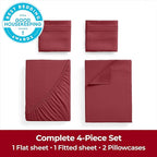 Mellanni Extra Deep King Sheets - 4 PC Iconic Collection Bedding - Hotel Luxury, Ultra Soft, Cooling Bed Sheets - Wrinkle, Fade, Stain Resistant (King, Brick Red)