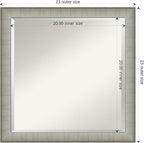 Amanti Art Silver Bathroom Mirror for Over Sink, 23x23 Elegant Brushed Pewter Narrow Square Vanity Mirror, Medium Casual Frame, Hangs Horizonally and Vertically, Bathroom Wall Decor, Beveled Edge