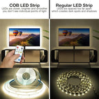 DAYBETTER COB Led Strip Light, Led Light Strips with Remote and App, 16.4 ft 4000K Dimmable Natural White Led COB Light Strip, Indoor COB Led Lights for Bedroom, TV, Cabinet, Closet Lighting
