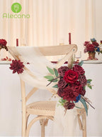 Alecono Artificial Flowers, Red Fake Flowers for Wedding, Burgundy Silk Cake Flowers for DIY Wedding Bouquets Party Decor Table Centerpieces Arrangements
