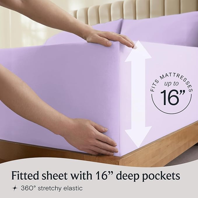 LuxClub 3 PC Sheet Sheets Deep Pockets Wrinkle Free-Kids-Fitted Sheets Machine Washable Hotel Bedding Silky Soft - Lavender Twin