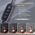Candle Warmer Lamp with Timer: Dimmable Candle Warmer Lamps Height Adjustable Purple Flower Candle Lights