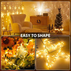 33FT 200 LED Fairy Lights Battery Operated with Timer & Remote, 8 Modes Dimmable Twinkle Lights, Waterproof Warm White Fairy String Lights for Outdoor Patio Wedding Mason Jar Party Bedroom Classroom